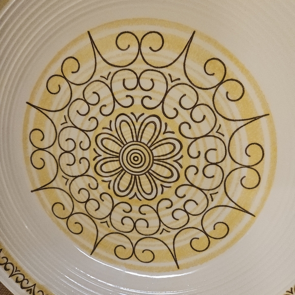 VTG Max Schonfeld Kilns Of MS Sierra Ironstone Dinner Plate Yellow Floral 70s - Picture 9 of 12